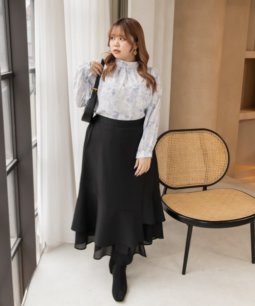 CLETTE(クレット)の「アシメフレアスカート(スカート・レディース・サンドグレー/ブルー/ブラック・4L/LL/3L)」の7枚目の写真