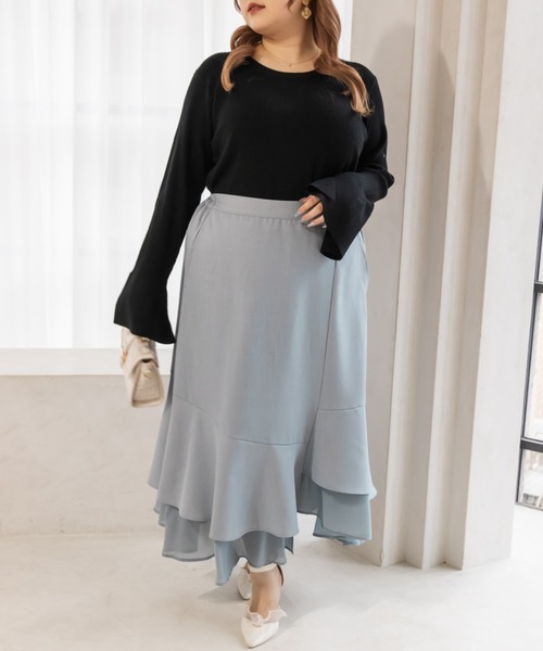 CLETTE(クレット)の「アシメフレアスカート(スカート・レディース・サンドグレー/ブルー/ブラック・4L/LL/3L)」の14枚目の写真