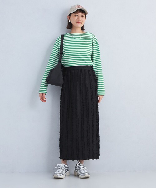 【グリーンレーベルリラクシング】ボーダーカットソー 九分袖 袖 レーヨン 古着 グリーンレーベルリラクシング】ボーダーカットソー 九分袖 袖