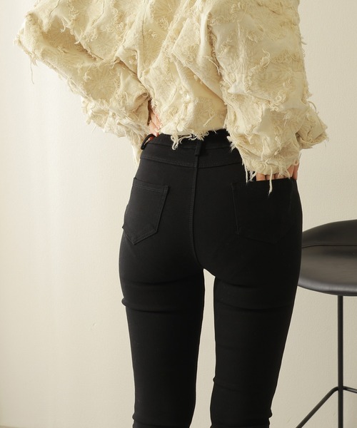 LAULEN（ローレン）の「stretch flare denim  pants /ストレッチ スリム フレア パンツ（その他パンツ・レディース・ブラック・S/XS/M）」の6枚目の写真