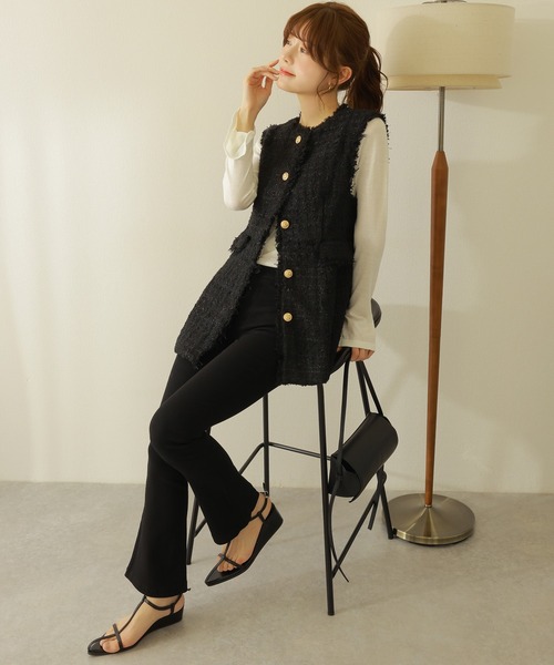 LAULEN（ローレン）の「stretch flare denim  pants /ストレッチ スリム フレア パンツ（その他パンツ・レディース・ブラック・S/XS/M）」の9枚目の写真