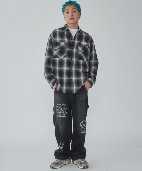 WEGO/【25年春夏新作】グラフィックオンブレチェックシャツ