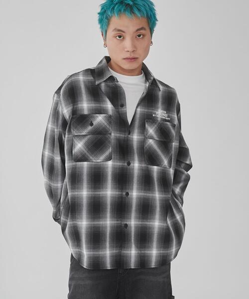 WEGO/【25年春夏新作】グラフィックオンブレチェックシャツ