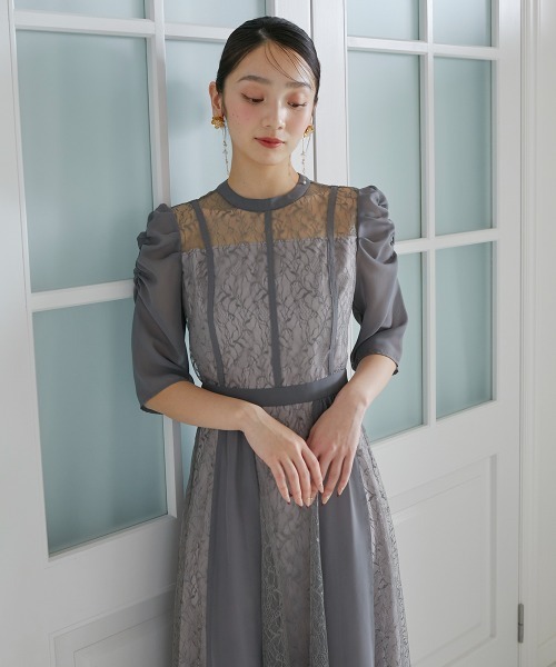 シフォン切り替えレースワンピースドレス（ドレス）｜Jolie et Jolie