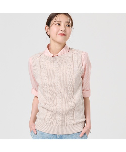 TOKYO SHIRTS（トウキョウシャツ）の「ボートネック レディースニットベスト（ベスト・レディース・ブラック/ベージュ/ネイビー・LL/M/L）」の2枚目の写真