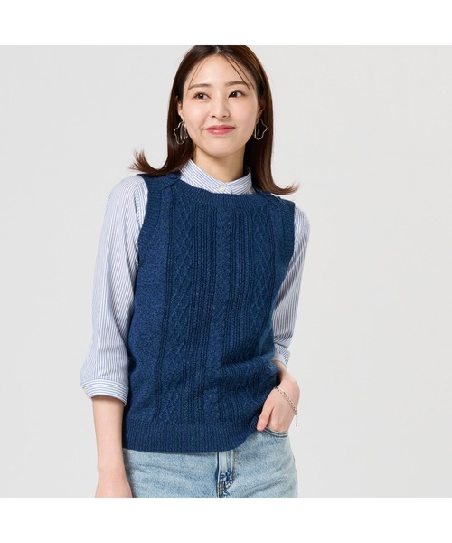 TOKYO SHIRTS（トウキョウシャツ）の「ボートネック レディースニットベスト（ベスト・レディース・ブラック/ベージュ/ネイビー・LL/M/L）」の3枚目の写真