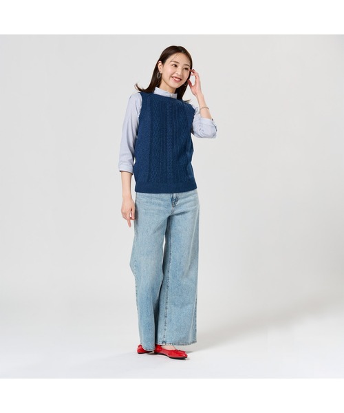 TOKYO SHIRTS（トウキョウシャツ）の「ボートネック レディースニットベスト（ベスト・レディース・ブラック/ベージュ/ネイビー・LL/M/L）」の18枚目の写真