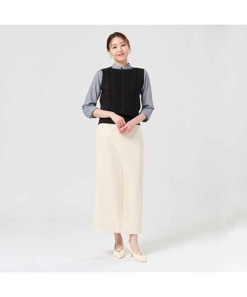 TOKYO SHIRTS（トウキョウシャツ）の「ボートネック レディースニットベスト（ベスト・レディース・ブラック/ベージュ/ネイビー・LL/M/L）」の11枚目の写真