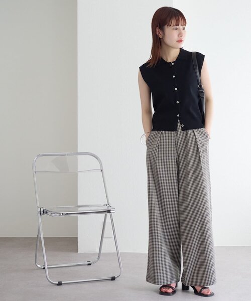 セール】サラモチ衿付き前開きノースリーブ《WEB限定カラーあり