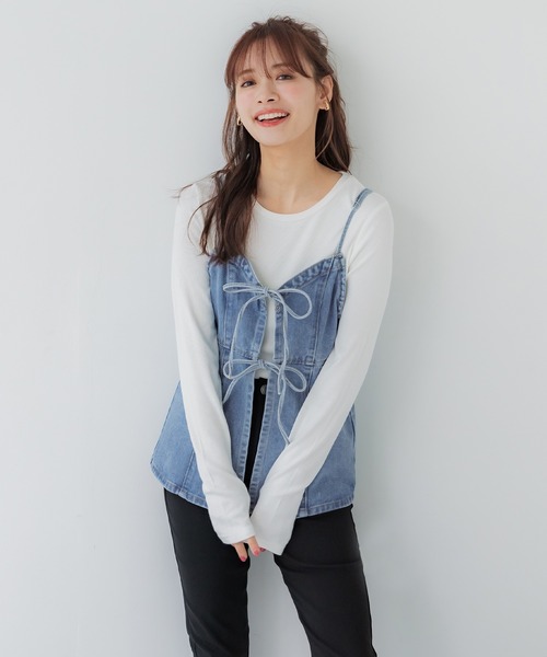 coca(coca)(コカ)の「【WEB限定セール】デニムキャミソールビスチェ(キャミソール・レディース・ブルー・S/L/M)」の8枚目の写真