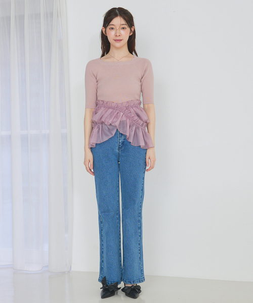SELFIST(セルフィスト)の「マルチWAYフリル付きニット 秋服 無地 着まわし(ニット/セーター・レディース・ブラック/アイボリー/ピンク系/チャコールグレー・フリー)」の9枚目の写真