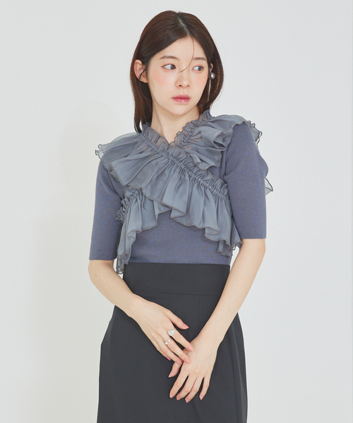 SELFIST(セルフィスト)の「マルチWAYフリル付きニット 秋服 無地 着まわし(ニット/セーター・レディース・ブラック/アイボリー/ピンク系/チャコールグレー・フリー)」の20枚目の写真