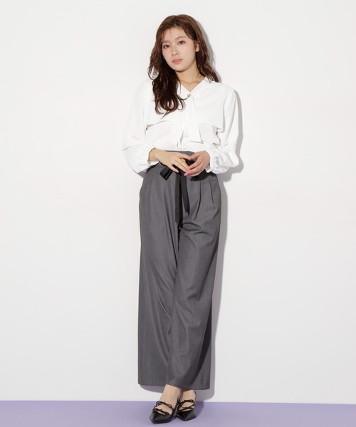 JILL by JILL STUART(ジルバイジルスチュアート)の「◇ボウタイデザインケープブラウス(シャツ/ブラウス・レディース・ホワイト/ブルー・FREE)」の8枚目の写真
