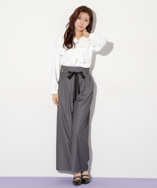 JILL by JILL STUART(ジルバイジルスチュアート)の「◇ボウタイデザインケープブラウス(シャツ/ブラウス・レディース・ホワイト/ブルー・FREE)」の10枚目の写真