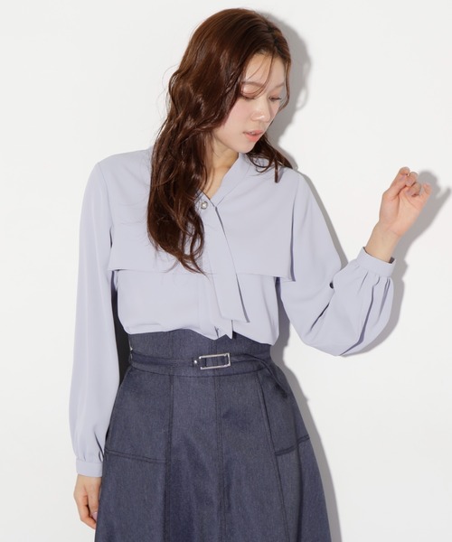 JILL by JILL STUART(ジルバイジルスチュアート)の「◇ボウタイデザインケープブラウス(シャツ/ブラウス・レディース・ホワイト/ブルー・FREE)」の14枚目の写真