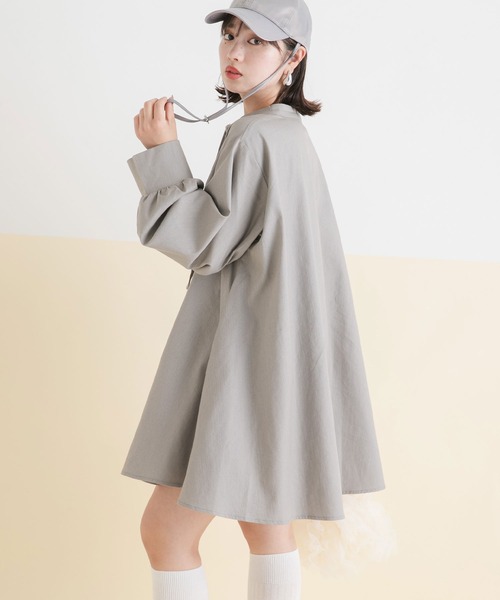 rectangle（レクタングル）の「フレアシャツワンピース（ワンピース・レディース・ブルー/ブラック/グレー/ベージュ・X-LARGE/LARGE/XX-LARGE/MEDIUM）」の3枚目の写真