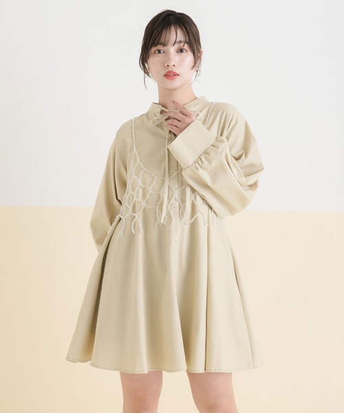 rectangle（レクタングル）の「フレアシャツワンピース（ワンピース・レディース・ブルー/ブラック/グレー/ベージュ・X-LARGE/LARGE/XX-LARGE/MEDIUM）」の7枚目の写真