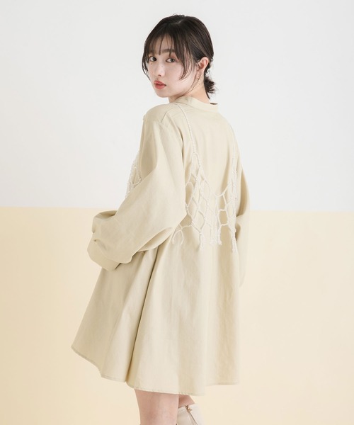 rectangle（レクタングル）の「フレアシャツワンピース（ワンピース・レディース・ブルー/ブラック/グレー/ベージュ・X-LARGE/LARGE/XX-LARGE/MEDIUM）」の8枚目の写真