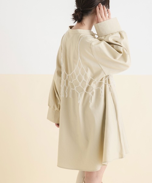 rectangle（レクタングル）の「フレアシャツワンピース（ワンピース・レディース・ブルー/ブラック/グレー/ベージュ・X-LARGE/LARGE/XX-LARGE/MEDIUM）」の9枚目の写真