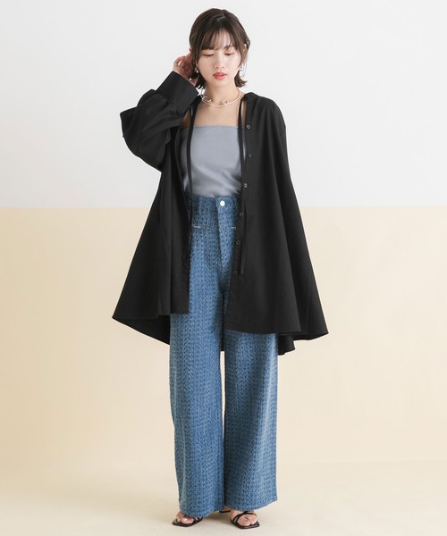 rectangle（レクタングル）の「フレアシャツワンピース（ワンピース・レディース・ブルー/ブラック/グレー/ベージュ・X-LARGE/LARGE/XX-LARGE/MEDIUM）」の18枚目の写真