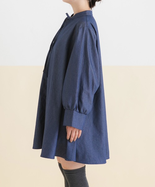 rectangle（レクタングル）の「フレアシャツワンピース（ワンピース・レディース・ブルー/ブラック/グレー/ベージュ・X-LARGE/LARGE/XX-LARGE/MEDIUM）」の16枚目の写真