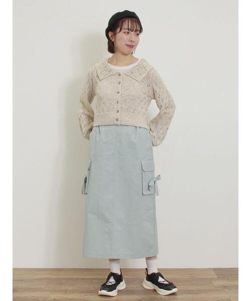 Samansa Mos2(サマンサ モスモス)の「テープヤーンラウンドカラーカーディガン(カーディガン/ボレロ・レディース・ベージュ/レッド/グリーン/ブラック・F)」の6枚目の写真