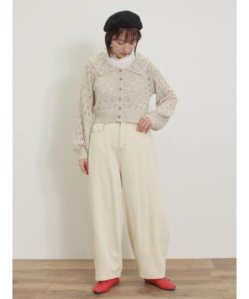 Samansa Mos2(サマンサ モスモス)の「テープヤーンラウンドカラーカーディガン(カーディガン/ボレロ・レディース・ベージュ/レッド/グリーン/ブラック・F)」の8枚目の写真