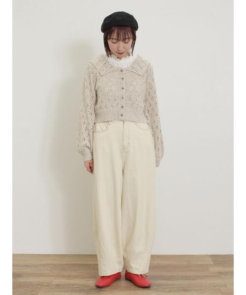 Samansa Mos2(サマンサ モスモス)の「テープヤーンラウンドカラーカーディガン(カーディガン/ボレロ・レディース・ベージュ/レッド/グリーン/ブラック・F)」の10枚目の写真