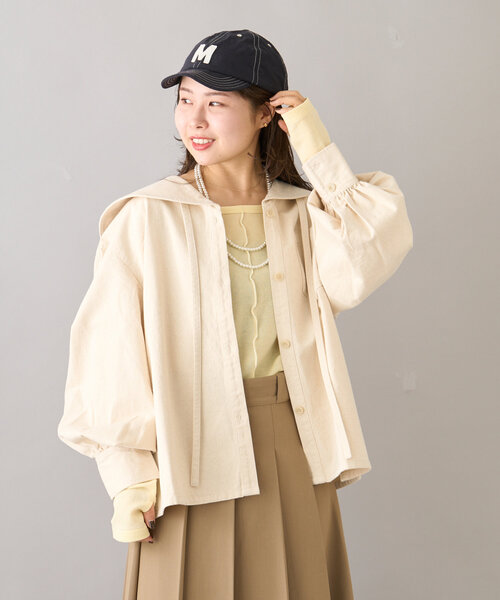 【willow】デニムシャツアノラック　チャオパニックティピー セール】【willow】セーラーカラーボリュームスリーブデニム