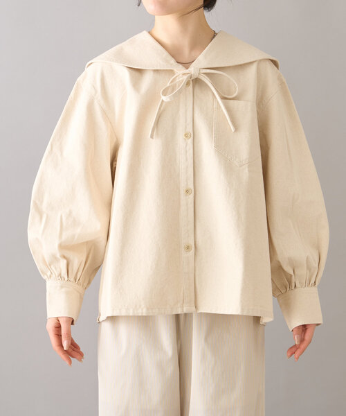 セール】【willow】セーラーカラーボリュームスリーブデニム