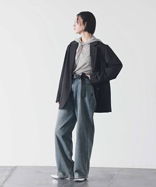 PURE BRIGHT（ピュアブライト）の「フードデザイン杢シアートップス（Tシャツ/カットソー・レディース・ブラック/アイボリー/グレー・FREE）」の21枚目の写真