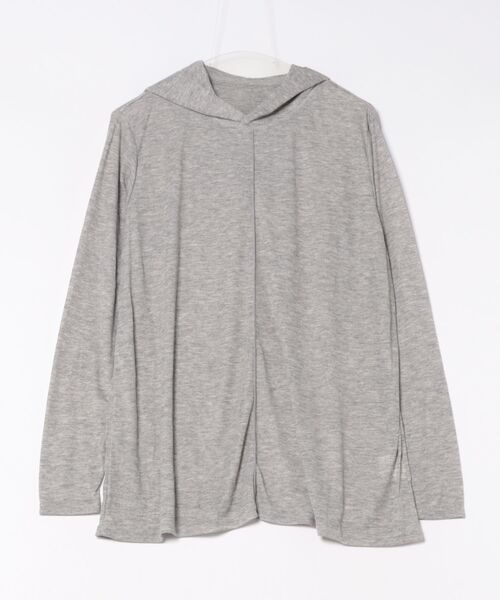 PURE BRIGHT（ピュアブライト）の「フードデザイン杢シアートップス（Tシャツ/カットソー・レディース・ブラック/アイボリー/グレー・FREE）」の9枚目の写真