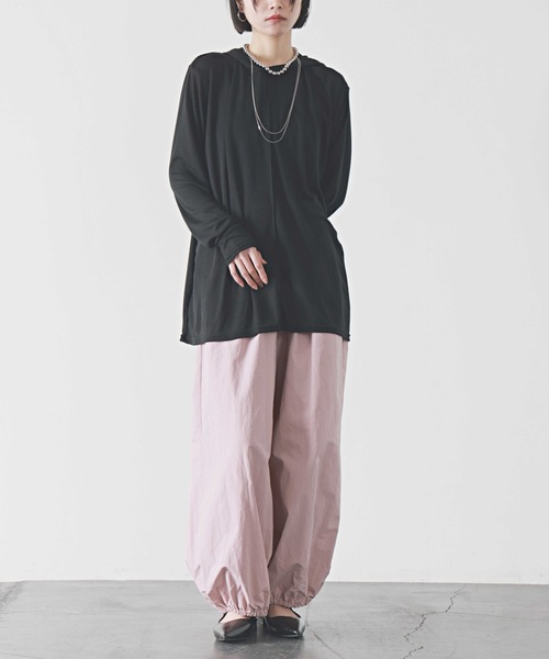 PURE BRIGHT（ピュアブライト）の「フードデザイン杢シアートップス（Tシャツ/カットソー・レディース・ブラック/アイボリー/グレー・FREE）」の4枚目の写真