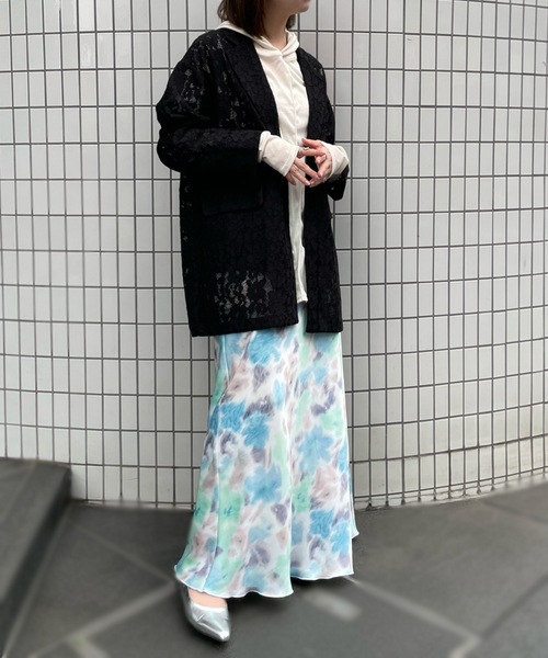 PURE BRIGHT（ピュアブライト）の「フードデザイン杢シアートップス（Tシャツ/カットソー・レディース・ブラック/アイボリー/グレー・FREE）」の6枚目の写真