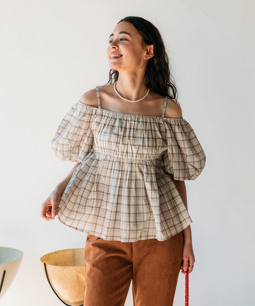 FREAK'S STORE（フリークスストア）の「インド スクエアパフブラウス/2way オフショルダーブラウス/キャミブラウス（シャツ/ブラウス・レディース・ブルー/ブラック/その他1・ﾌﾘ-）」の21枚目の写真