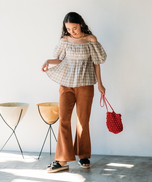 FREAK'S STORE（フリークスストア）の「インド スクエアパフブラウス/2way オフショルダーブラウス/キャミブラウス（シャツ/ブラウス・レディース・ブルー/ブラック/その他1・ﾌﾘ-）」の22枚目の写真