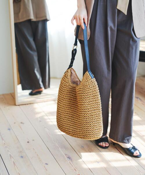 RODE SKO（ロデスコ）の「ワンハンドルペーパートートバッグ（トートバッグ・レディース・グレー/キャメル・ONE）」の5枚目の写真