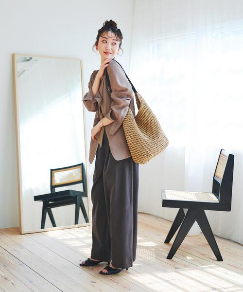 RODE SKO（ロデスコ）の「ワンハンドルペーパートートバッグ（トートバッグ・レディース・グレー/キャメル・ONE）」の6枚目の写真