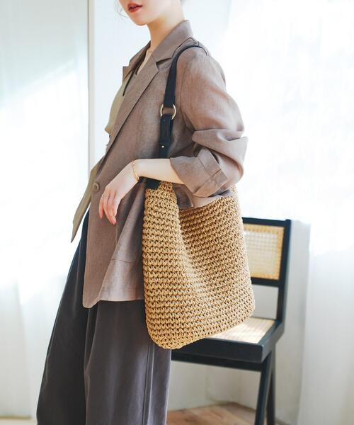 RODE SKO（ロデスコ）の「ワンハンドルペーパートートバッグ（トートバッグ・レディース・グレー/キャメル・ONE）」の7枚目の写真