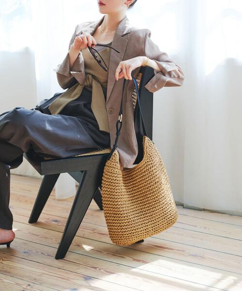 RODE SKO（ロデスコ）の「ワンハンドルペーパートートバッグ（トートバッグ・レディース・グレー/キャメル・ONE）」の8枚目の写真