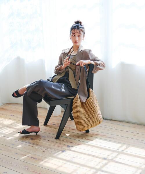 RODE SKO（ロデスコ）の「ワンハンドルペーパートートバッグ（トートバッグ・レディース・グレー/キャメル・ONE）」の9枚目の写真