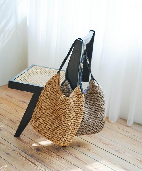 RODE SKO（ロデスコ）の「ワンハンドルペーパートートバッグ（トートバッグ・レディース・グレー/キャメル・ONE）」の10枚目の写真