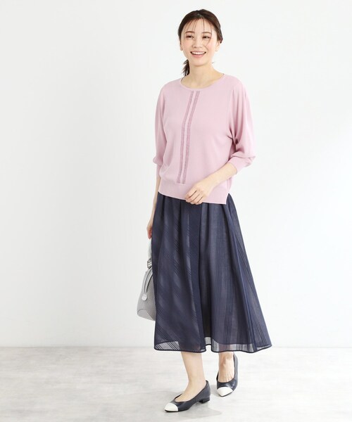 セール】【手洗い可】ストライプ柄シアースカート（スカート