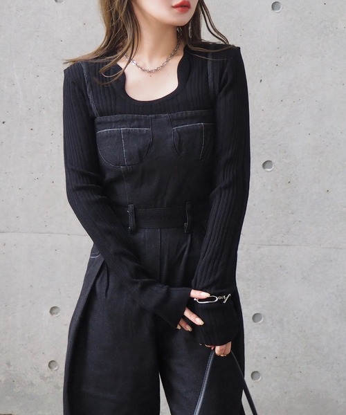 ニット セーター wave neck lib knit pullover /ウェーブ ネック リブ ニット プルオーバー レディース wave neck lib knit pullover /ウェーブ ネック リブ ニット