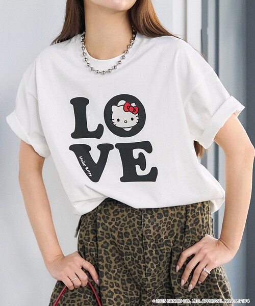 新品 ハローキティ Tシャツ レディース M ラメvivitex キティ レトロ HELLO KITTY】別注 ハローキティデザイン刺繍/プリント オーバー