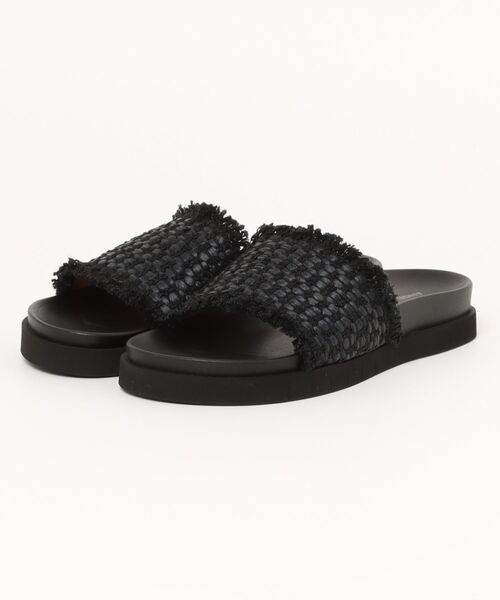 ANGEL ALARCON（アンヘルアラルコン）の「【ANGEL ALARCON】フットベッドラフィアスライドサンダル(D52302)（サンダル・レディース・ブラック・38/37/36/39/35）」の4枚目の写真