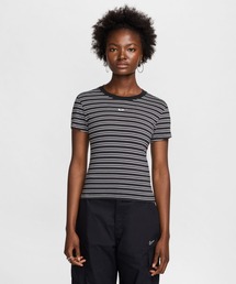 ナイキ スポーツウェア チル ニット ウィメンズ スリム ストライプド Tシャツ / Nike Sportswear Chill Knit Women's Slim Striped T-Shirt HF9525-010 Black