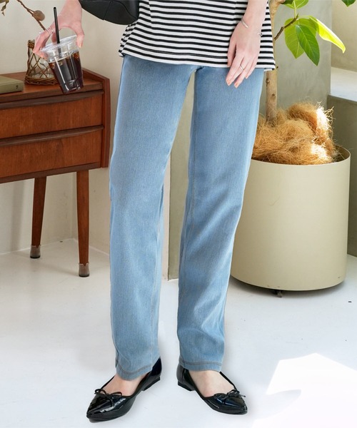 KOBE LETTUCE（コウベレタス）の「選べるサイズ デニムレギンス（レギンス/スパッツ・レディース・ライトブルー/ブルー・L/M/XL/PL/PM）」の5枚目の写真