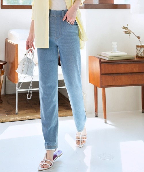 KOBE LETTUCE（コウベレタス）の「選べるサイズ デニムレギンス（レギンス/スパッツ・レディース・ライトブルー/ブルー・L/M/XL/PL/PM）」の6枚目の写真