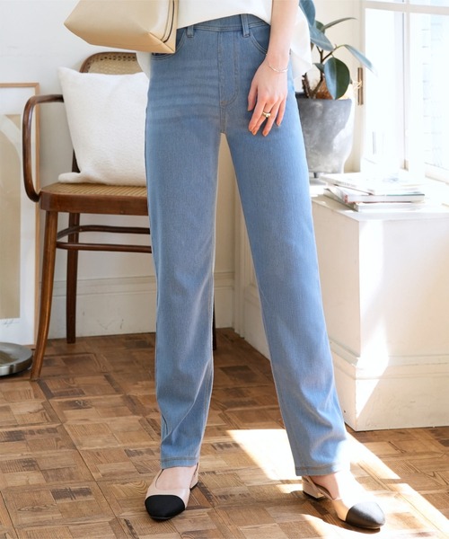 KOBE LETTUCE（コウベレタス）の「選べるサイズ デニムレギンス（レギンス/スパッツ・レディース・ライトブルー/ブルー・L/M/XL/PL/PM）」の7枚目の写真